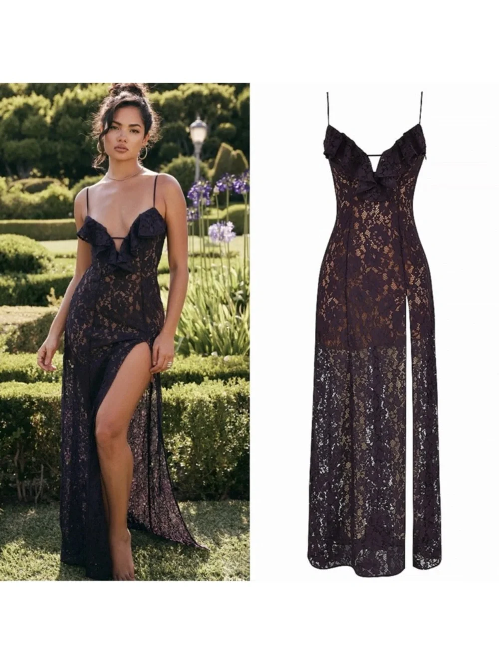 💜Firm Price💜House of CB Malia Night Shade lace maxi dress - Picture 2 of 16